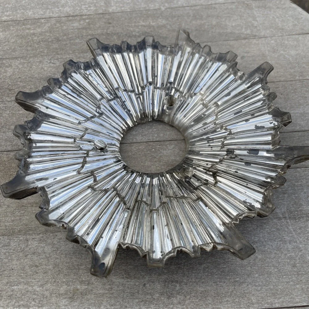 Vintage Mirror Glass Starburst 3 Hole 10